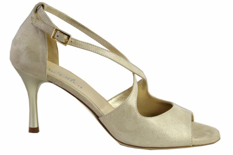 Firenze D - Chaussures de Tango argentin - Tang'Olica - Cuir Champagne Talon de 7 cm