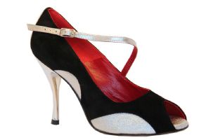 807 argent Chaussures de Tango Chaussures de Kizomba Daim Noir Cuir Argent