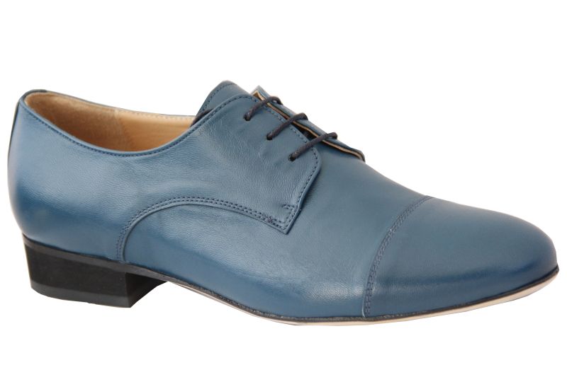 Torino - Chaussures de Tango argentin - Torino Bluette Cuir Bleu Turquoise