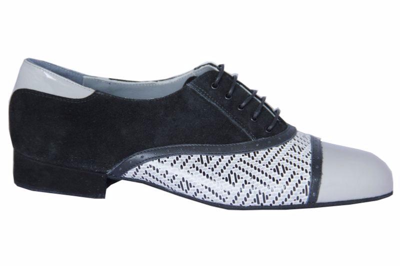 Jorge Grigio - chaussures homme Toutes Danses Tango Argentin Vernis Daim Noir et Blanc