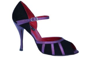 809 Horus Chaussures de Tango Chaussures Kizomba Daim Noir Cuir Violet