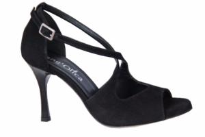 Firenze 8 D - Chaussures de Tango argentin -Tang'Olica Daim Noir Talon 8 cm