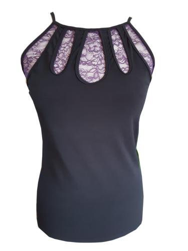 Top E11073 - Top Noir/Violet - Vêtement de Danse